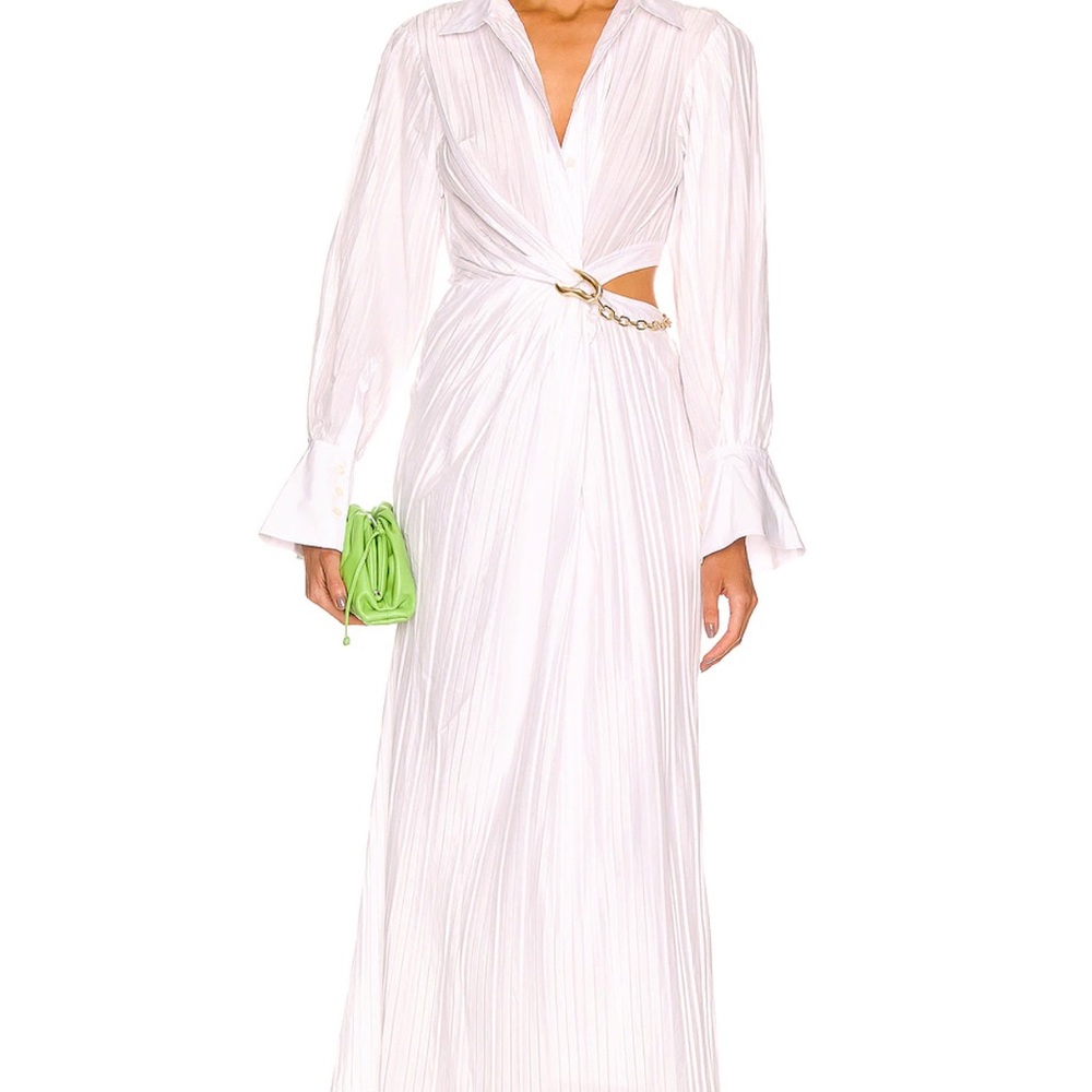 Jonathan Simkhai Fraya Cut-Out Plisse Shirtdress Sz 8